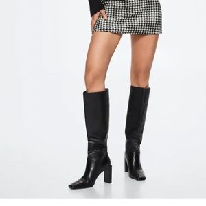Nwt Mango leather high heel boots